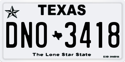 TX license plate DNO3418