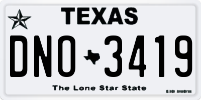 TX license plate DNO3419