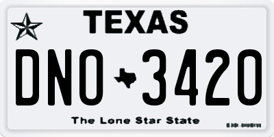 TX license plate DNO3420