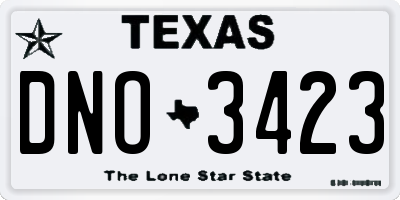 TX license plate DNO3423