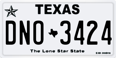 TX license plate DNO3424