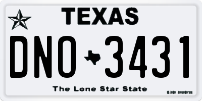 TX license plate DNO3431