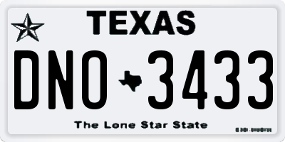 TX license plate DNO3433
