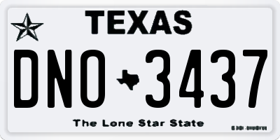 TX license plate DNO3437