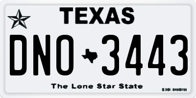 TX license plate DNO3443