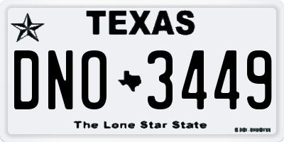 TX license plate DNO3449