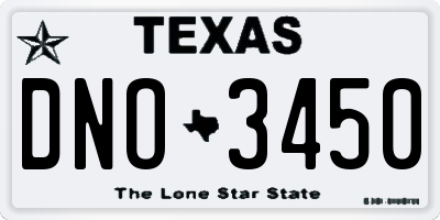 TX license plate DNO3450