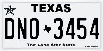TX license plate DNO3454