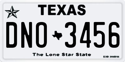 TX license plate DNO3456