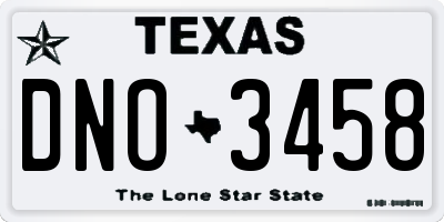 TX license plate DNO3458
