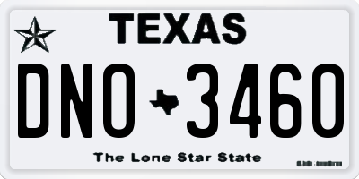 TX license plate DNO3460