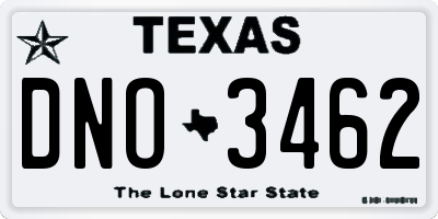 TX license plate DNO3462