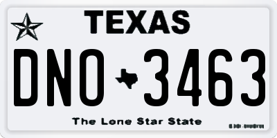 TX license plate DNO3463