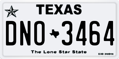 TX license plate DNO3464