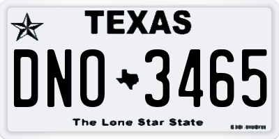 TX license plate DNO3465
