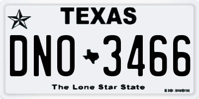 TX license plate DNO3466