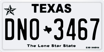 TX license plate DNO3467