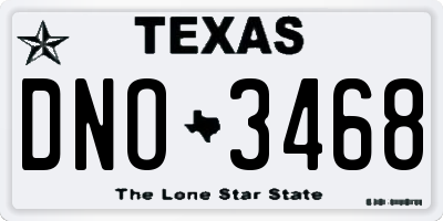TX license plate DNO3468