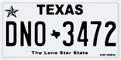 TX license plate DNO3472