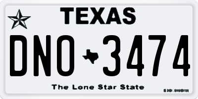 TX license plate DNO3474