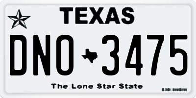 TX license plate DNO3475