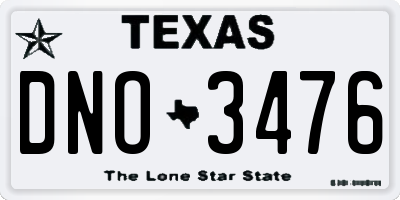 TX license plate DNO3476