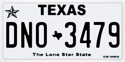 TX license plate DNO3479