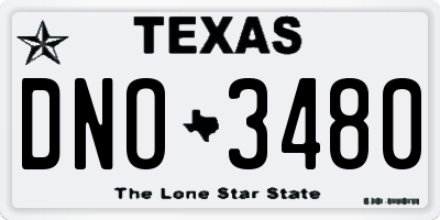 TX license plate DNO3480