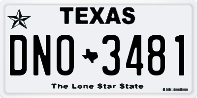 TX license plate DNO3481