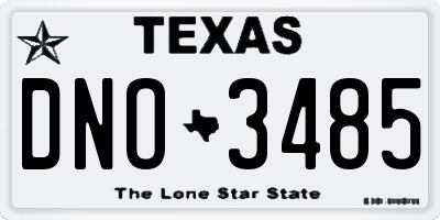 TX license plate DNO3485