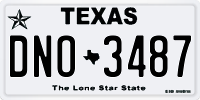 TX license plate DNO3487