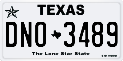 TX license plate DNO3489