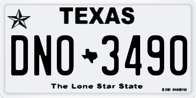 TX license plate DNO3490