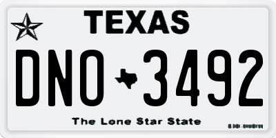 TX license plate DNO3492