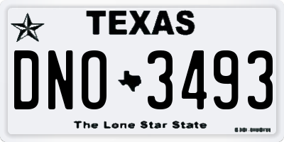 TX license plate DNO3493