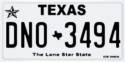 TX license plate DNO3494