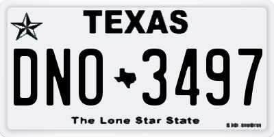 TX license plate DNO3497