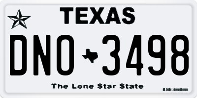 TX license plate DNO3498