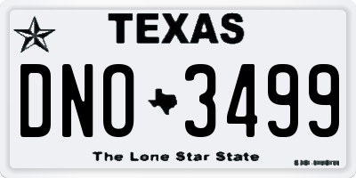 TX license plate DNO3499