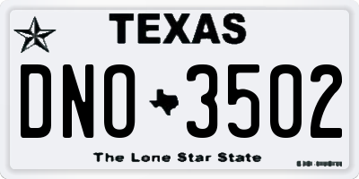 TX license plate DNO3502