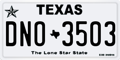 TX license plate DNO3503