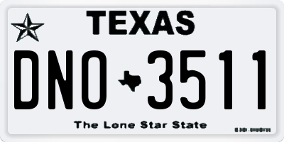 TX license plate DNO3511