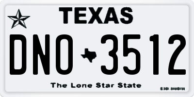 TX license plate DNO3512