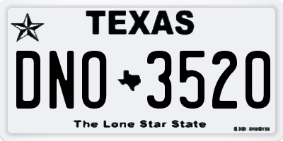TX license plate DNO3520