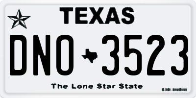 TX license plate DNO3523