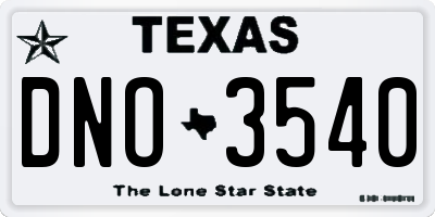 TX license plate DNO3540
