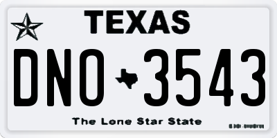 TX license plate DNO3543