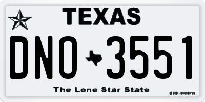 TX license plate DNO3551