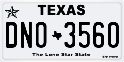 TX license plate DNO3560