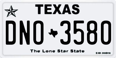 TX license plate DNO3580